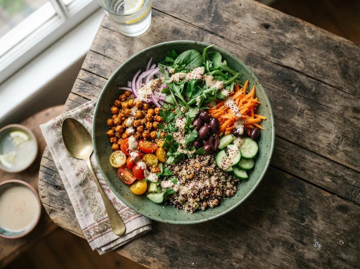 Quinoa Veg Bowl with Tahini Dressing