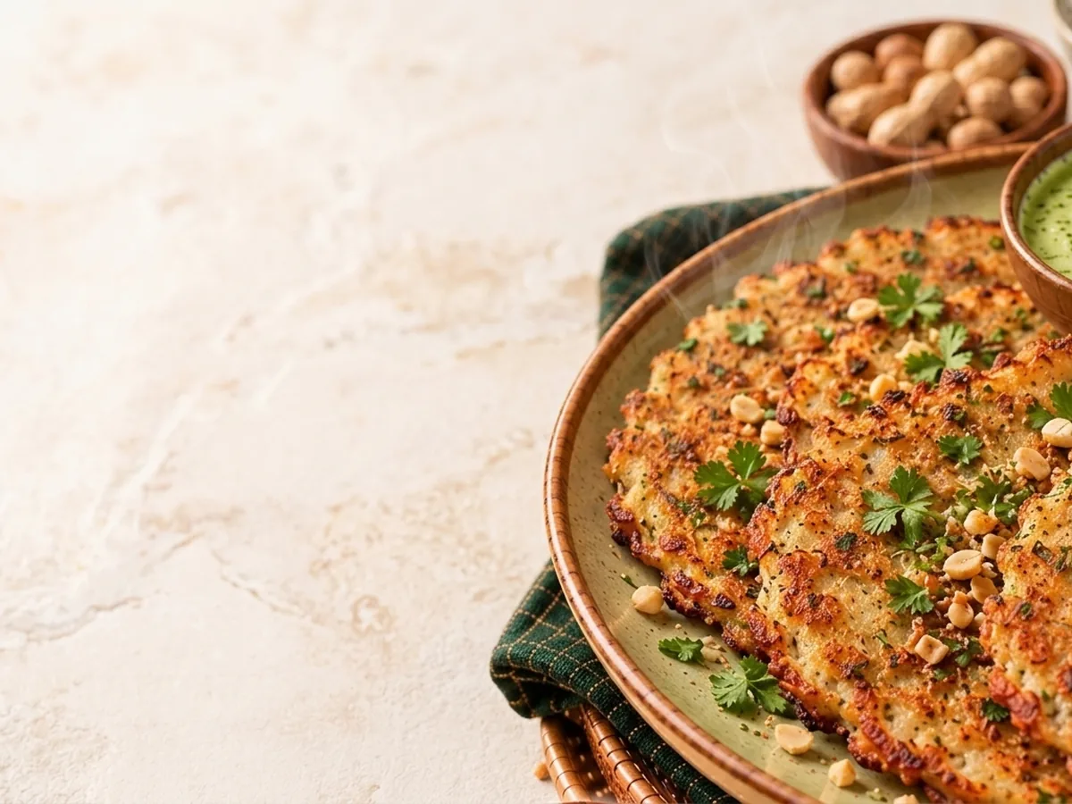 Aloo-Peanut Crunch Chilla with Coconut-Coriander Chutney