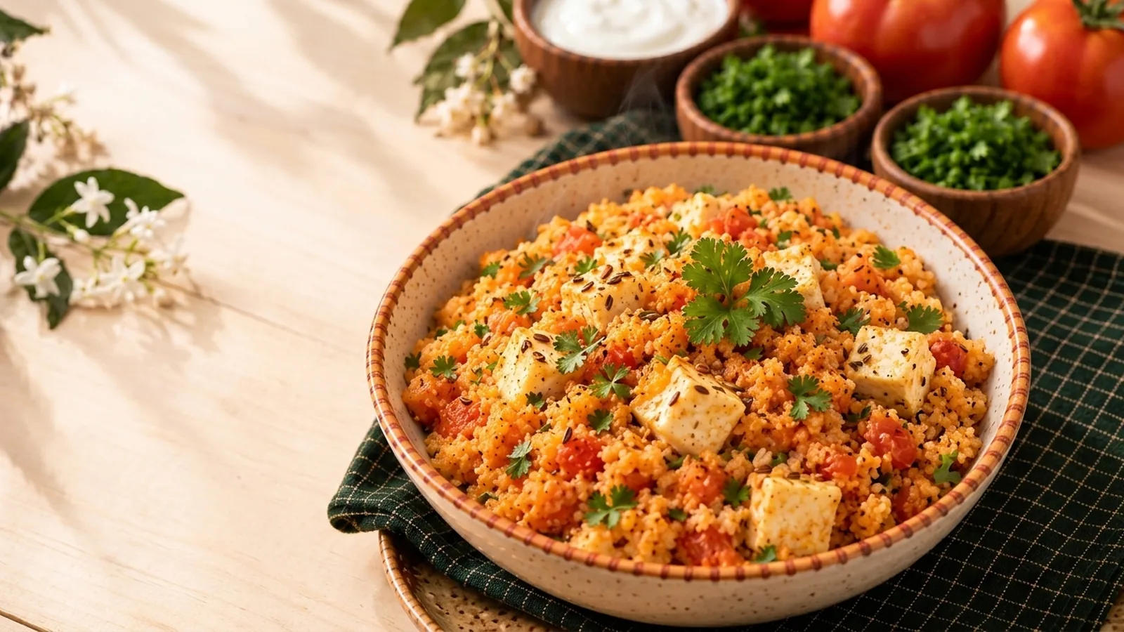 Farali Tomato and Paneer Upma
