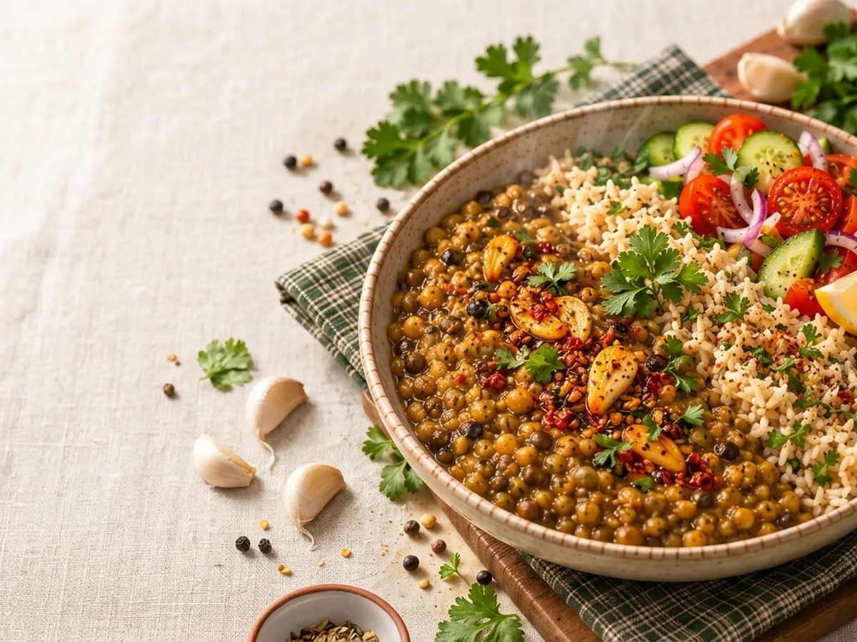 Five-Lentil Comfort Bowl with Garlic Tadka