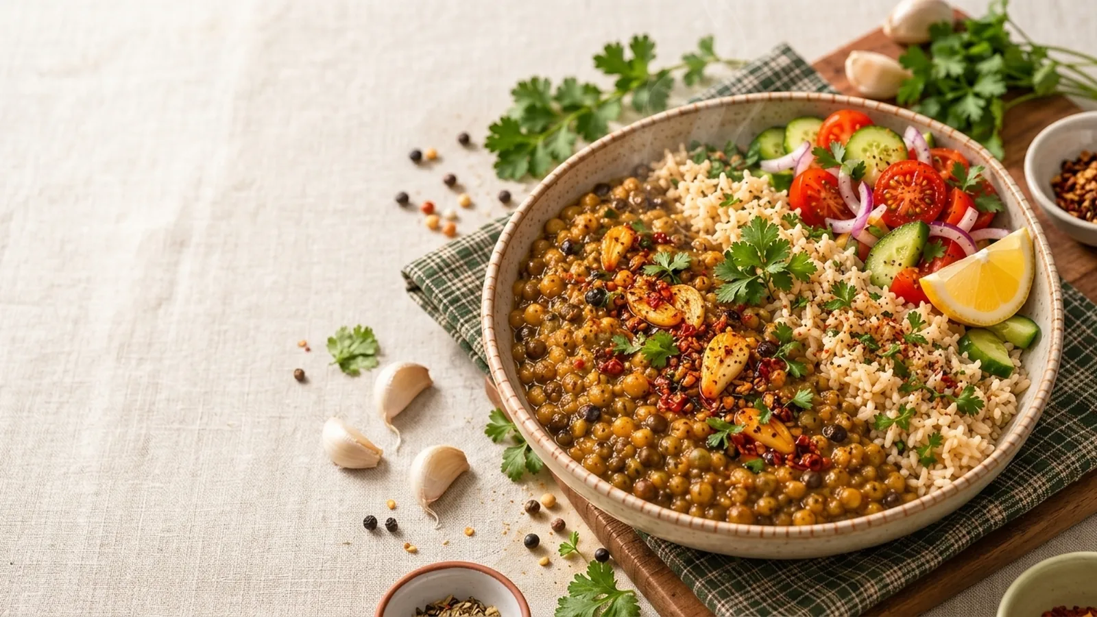 Five-Lentil Comfort Bowl with Garlic Tadka