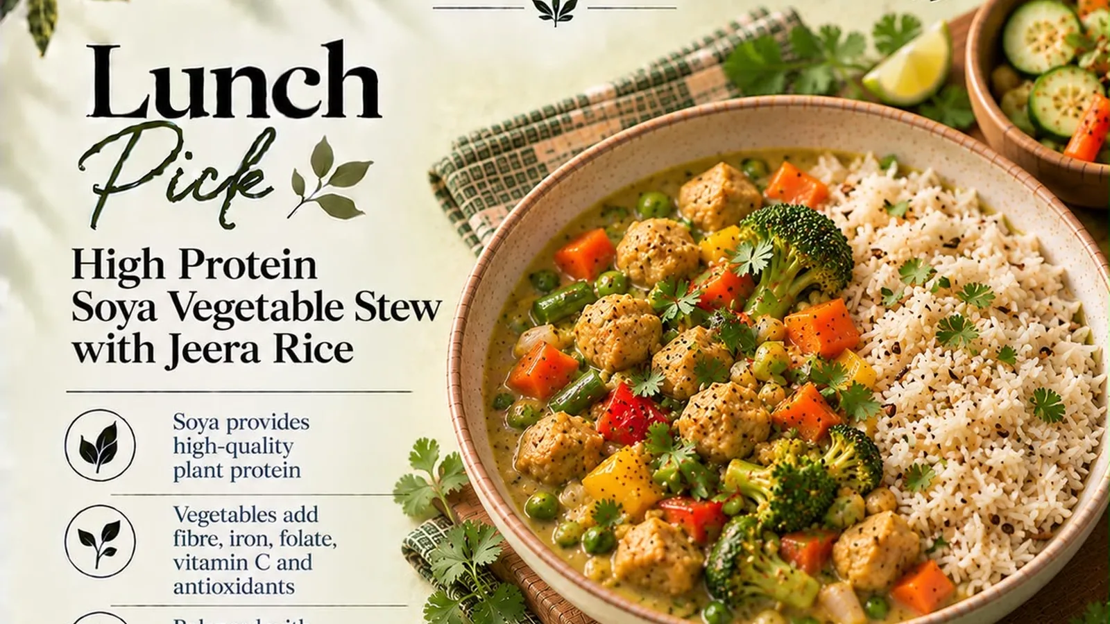 High Protein Soya Vegetable Stew with Jeera Rice