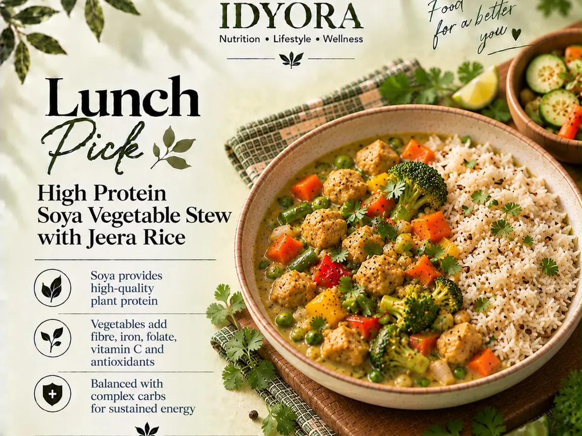High Protein Soya Vegetable Stew with Jeera Rice