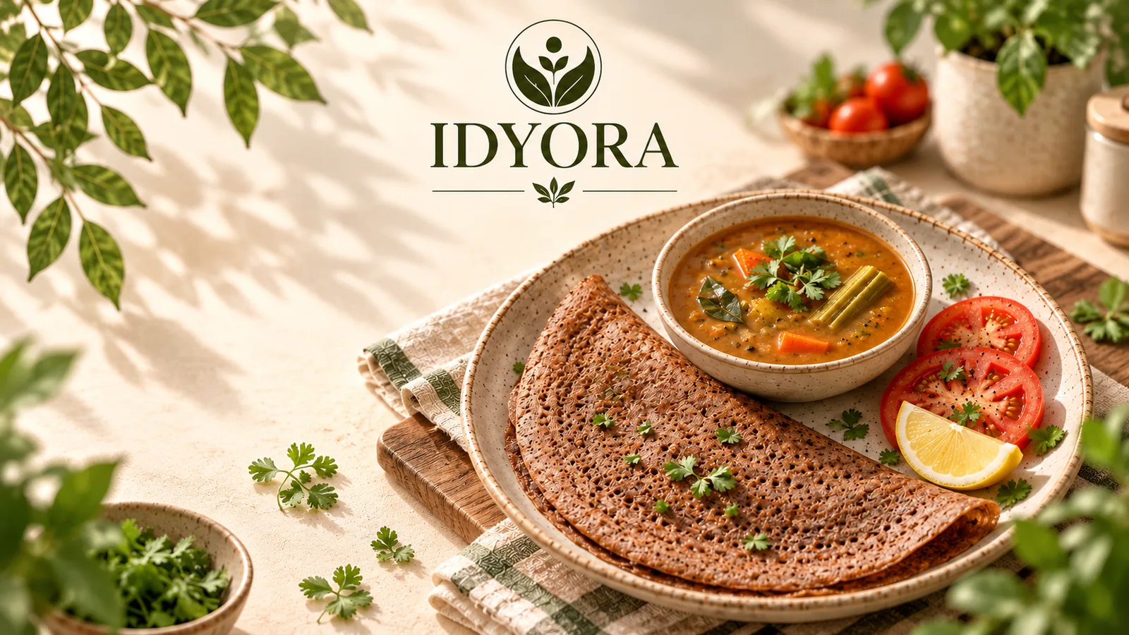 Ragi Dosa with Sambar & Citrus
