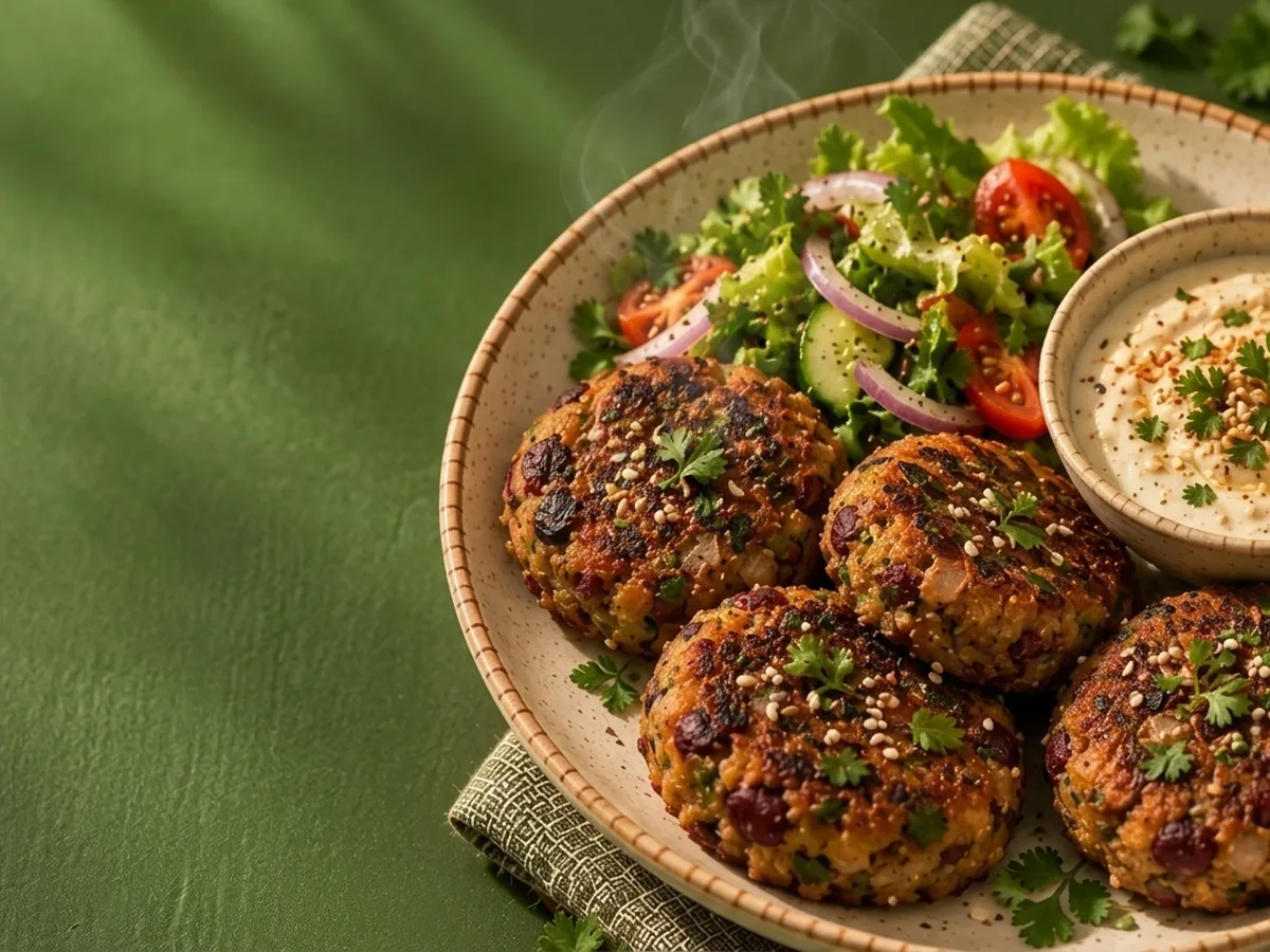 Rajma Kebab with Garlic Sesame Dip