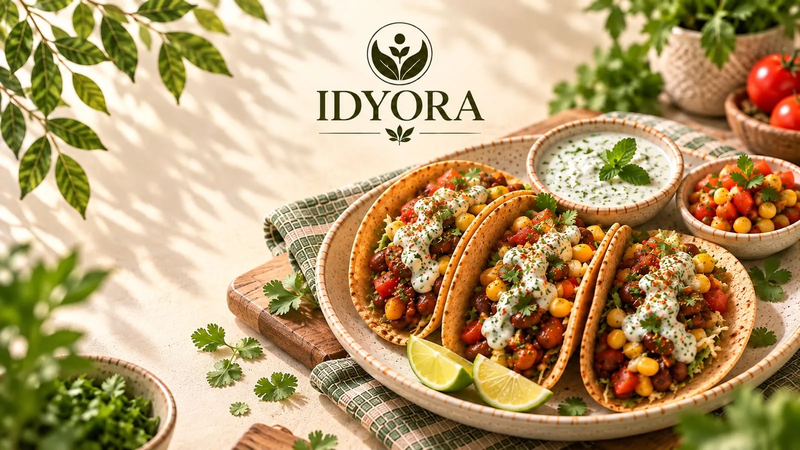 Rajma & Sweet Corn Tacos with Mint Yogurt