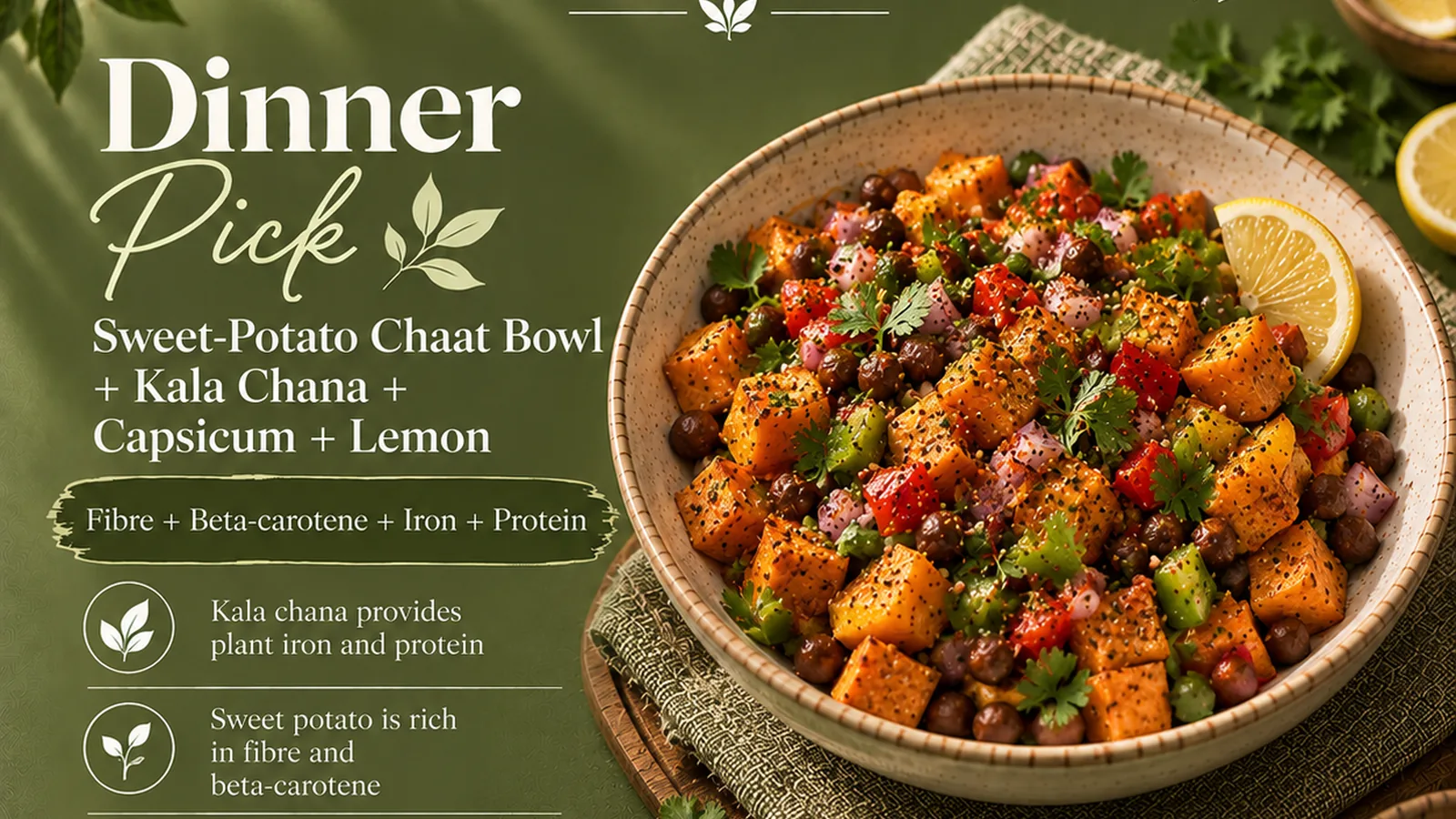 Sweet Potato & Kala Chana Chaat Bowl