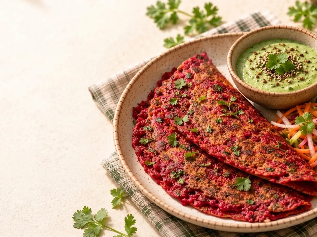Vibrant Beetroot Chilla with Semolina